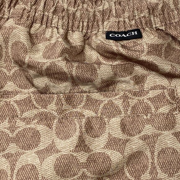 Coach Signature Logo Swim Shorts • Size S • Tan • Mesh-Lined Trunks - Picture 9 of 9